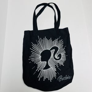 Barbie Head Silhouette Ponytail Black Silver Purse Shopper Tote Bag Barbiecore